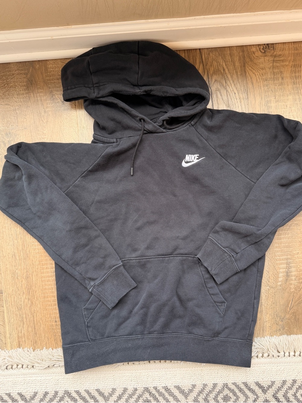 Nike Black Pullover Hoodie with White Swoosh